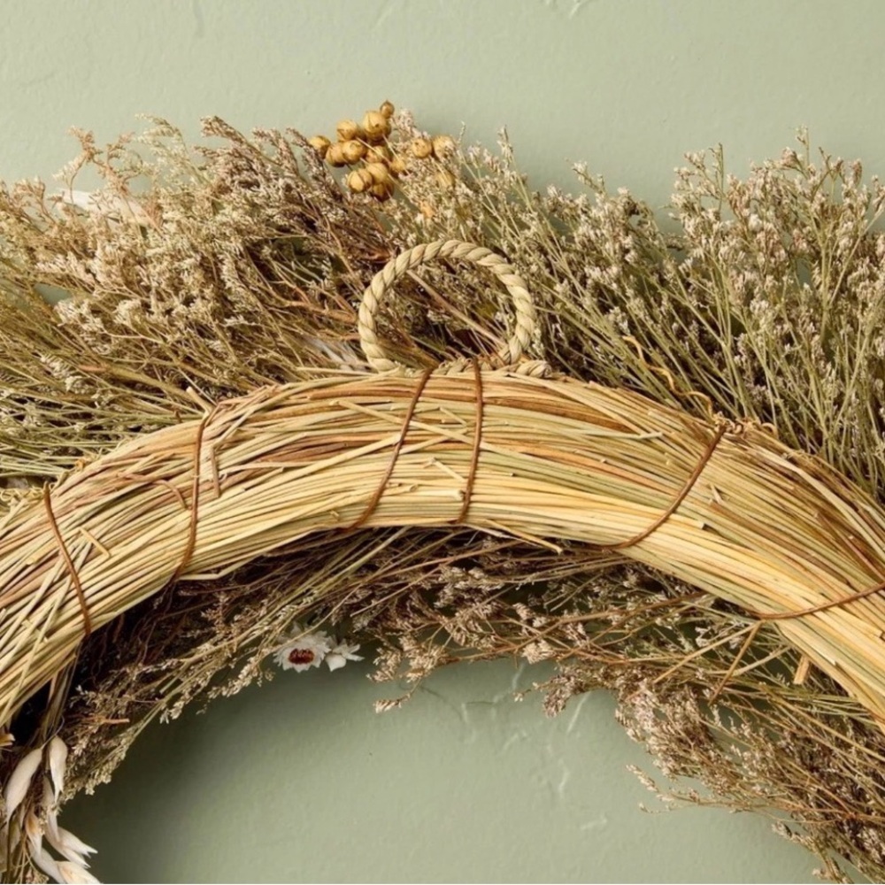 Hearth & Hand Preserved 21” Wreath -Natural Dried Foliage, Yellow/Cream Flowers - Picture 3 of 12